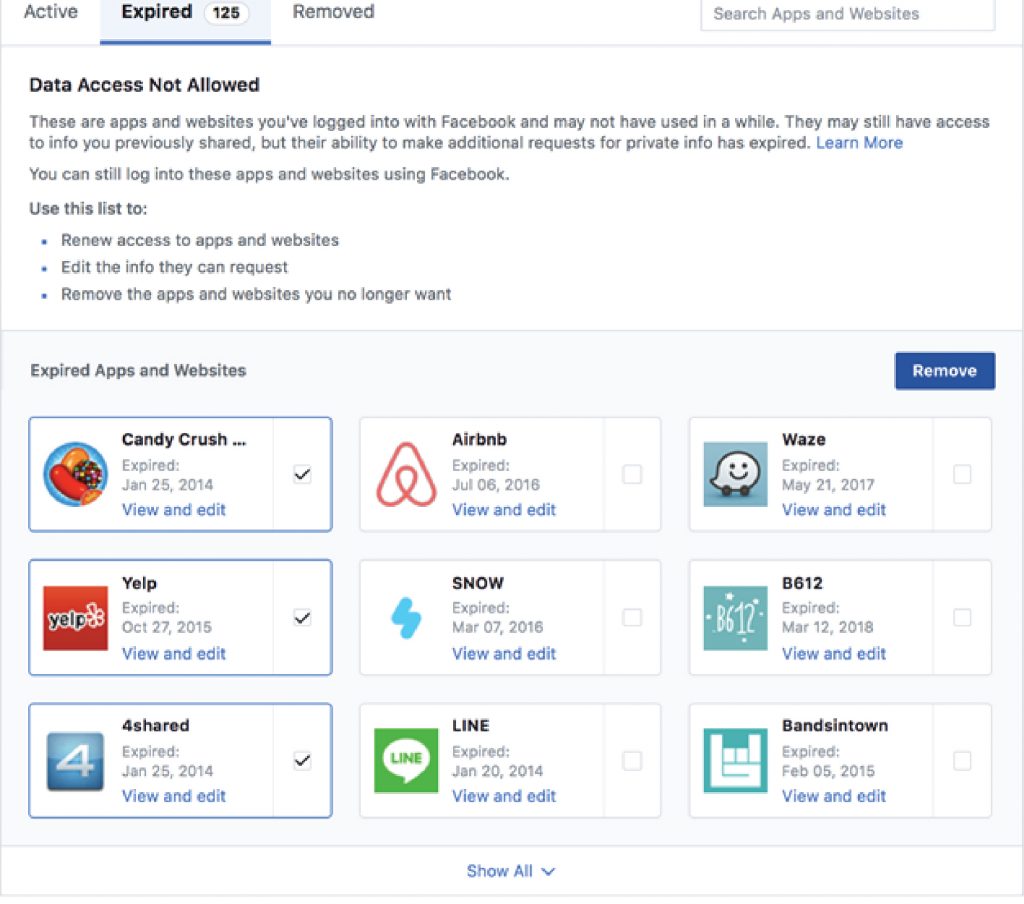 do this cleanup from time to time when you have apps you no longer use and are linked to your Facebook account
